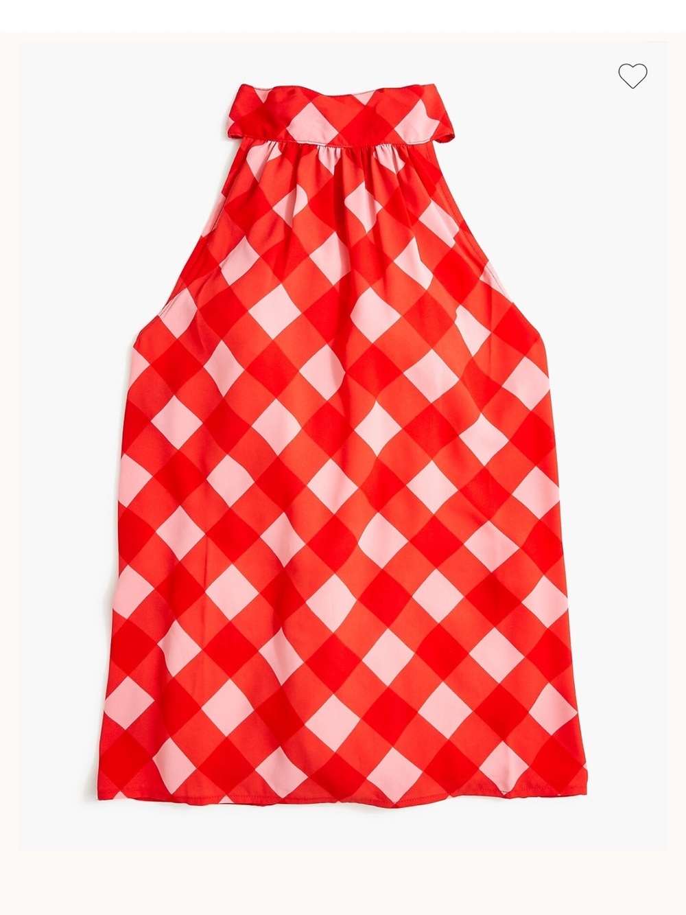 J. Crew Red and Light Pink Gingham Tie Neck Tank/Halter